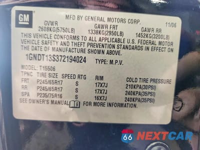 Zdjęcie 13 z 13 samochodu: 2007 CHEVROLET TRAILBLAZER LS VIN:1GNDT13S372194024 - miniatura
