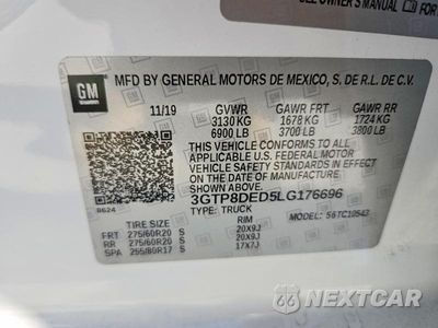 Zdjęcie 12 z 12 samochodu: 2020 GMC SIERRA C1500 SLT VIN:3GTP8DED5LG176696 - miniatura