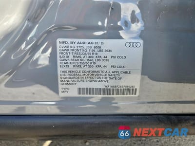 Zdjęcie 13 z 13 samochodu: 2025 AUDI Q4 E-TRON PREMIUM VIN:WA1A5BFZ5SP050260 - miniatura