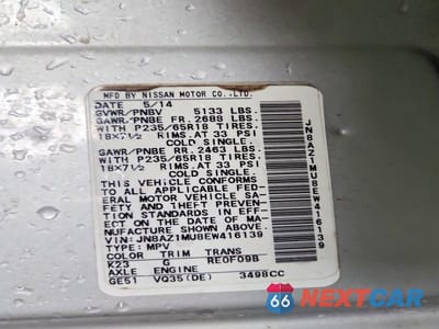 Zdjęcie 13 z 13 samochodu: 2014 NISSAN MURANO SL VIN:JN8AZ1MU8EW416139 - miniatura