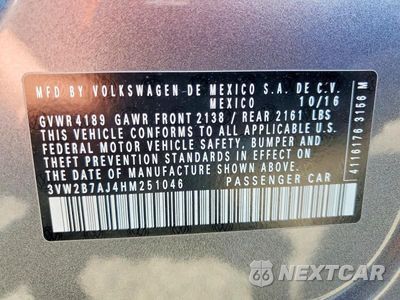 Zdjęcie 12 z 12 samochodu: 2017 VOLKSWAGEN JETTA S VIN:3VW2B7AJ4HM251046 - miniatura