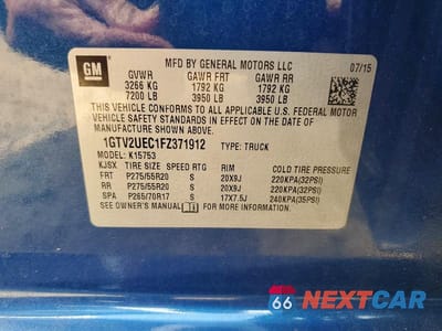 Zdjęcie 12 z 12 samochodu: 2015 GMC SIERRA K1500 SLE VIN:1GTV2UEC1FZ371912 - miniatura