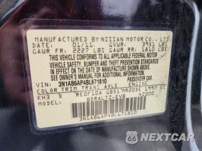 Zdjęcie 12 z 12 samochodu: 2011 NISSAN SENTRA 2.0 VIN:3N1AB6AP4BL671810 - miniatura