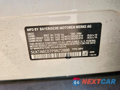 Zdjęcie 12 z 12 samochodu: 2023 BMW X5 XDRIVE45E VIN:5UXTA6C07P9N72888 - miniatura