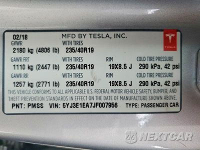 Zdjęcie 12 z 12 samochodu: 2018 TESLA MODEL 3 VIN:5YJ3E1EA7JF007956 - miniatura