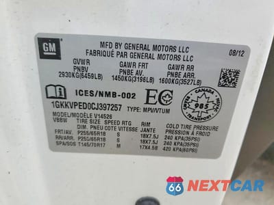 Zdjęcie 13 z 13 samochodu: 2012 GMC ACADIA SLE VIN:1GKKVPED0CJ397257 - miniatura