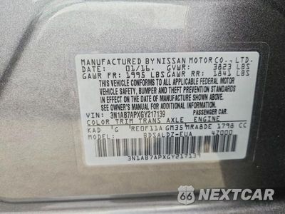 Zdjęcie 12 z 12 samochodu: 2016 NISSAN SENTRA SV VIN:3N1AB7APXGY217139 - miniatura