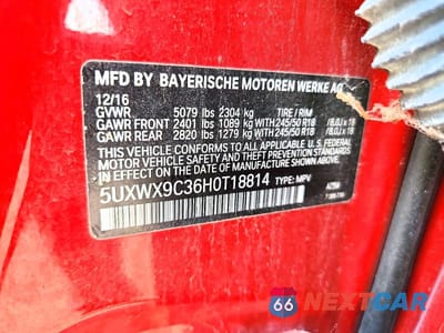 Zdjęcie 12 z 12 samochodu: 2017 BMW X3 XDRIVE28I VIN:5UXWX9C36H0T18814 - miniatura
