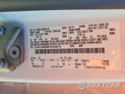 Zdjęcie 14 z 14 samochodu: 2015 FORD ESCAPE SE VIN:1FMCU9G92FUC64313 - miniatura