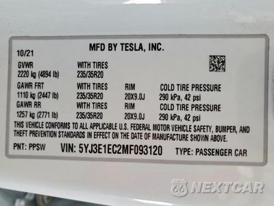 Zdjęcie 13 z 13 samochodu: 2021 TESLA MODEL 3 VIN:5YJ3E1EC2MF093120 - miniatura