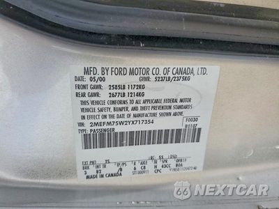 Zdjęcie 12 z 12 samochodu: 2000 MERCURY GRAND MARQUIS LS VIN:2MEFM75W2YX717354 - miniatura