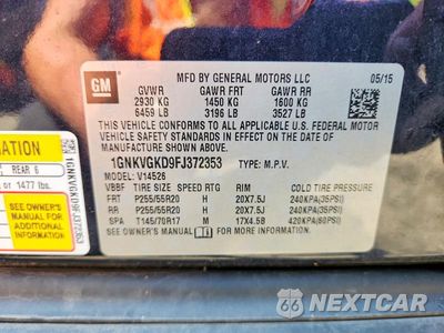 Zdjęcie 13 z 13 samochodu: 2015 CHEVROLET TRAVERSE LT VIN:1GNKVGKD9FJ372353 - miniatura