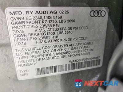 Zdjęcie 13 z 13 samochodu: 2025 AUDI Q3 PREMIUM S LINE 45 VIN:WA1DECF32S1049357 - miniatura