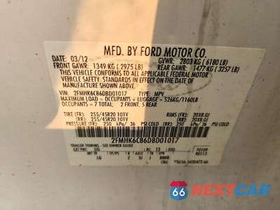 Zdjęcie 13 z 13 samochodu: 2013 FORD FLEX SEL VIN:2FMHK6C86DBD01017 - miniatura