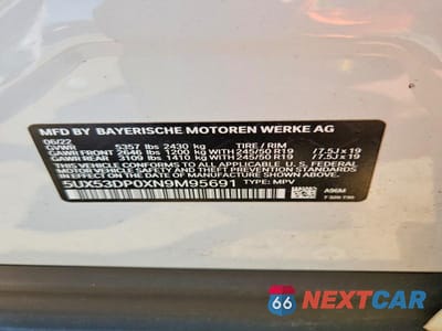 Zdjęcie 13 z 13 samochodu: 2022 BMW X3 XDRIVE30I VIN:5UX53DP0XN9M95691 - miniatura
