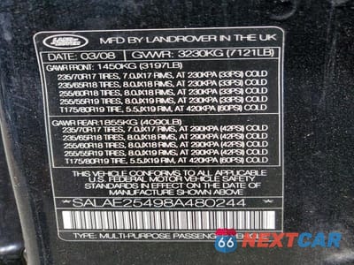 Zdjęcie 13 z 13 samochodu: 2008 LAND ROVER LR3 SE VIN:SALAE25498A480244 - miniatura