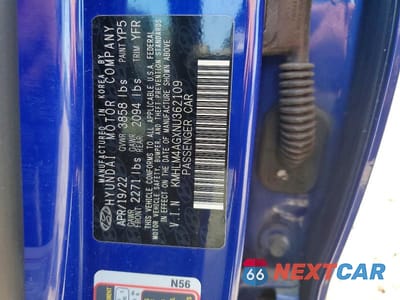 Zdjęcie 12 z 12 samochodu: 2022 HYUNDAI ELANTRA SEL VIN:KMHLM4AGXNU362109 - miniatura