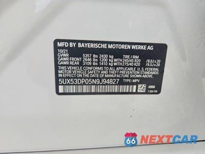 Zdjęcie 13 z 13 samochodu: 2022 BMW X3 XDRIVE30I VIN:5UX53DP05N9J94827 - miniatura