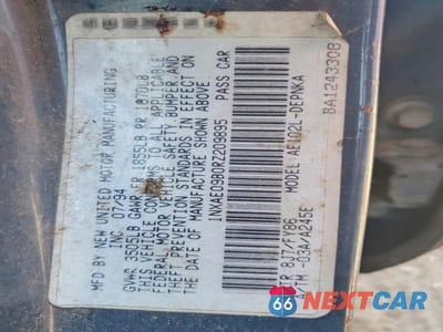 Zdjęcie 12 z 12 samochodu: 1994 TOYOTA COROLLA DX VIN:1NXAE09B0RZ209895 - miniatura
