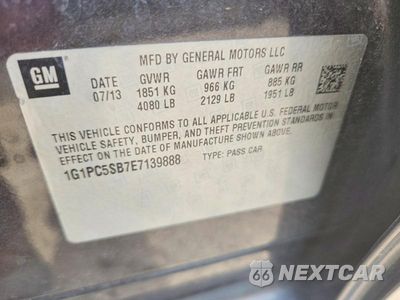 Zdjęcie 12 z 12 samochodu: 2014 CHEVROLET CRUZE LT VIN:1G1PC5SB7E7139888 - miniatura