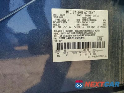 Zdjęcie 13 z 13 samochodu: 2019 FORD EDGE SEL VIN:2FMPK4J92KBC46445 - miniatura