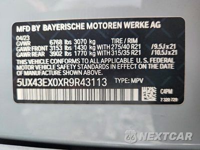 Zdjęcie 13 z 13 samochodu: 2024 BMW X6 M60I VIN:5UX43EX0XR9R43113 - miniatura