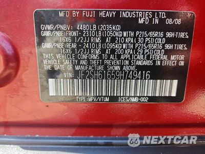 Zdjęcie 13 z 13 samochodu: 2009 SUBARU FORESTER 2.5X VIN:JF2SH61659H749416 - miniatura
