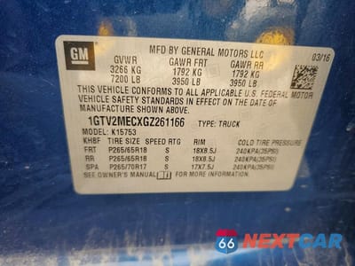 Zdjęcie 12 z 12 samochodu: 2016 GMC SIERRA K1500 SLE VIN:1GTV2MECXGZ261166 - miniatura