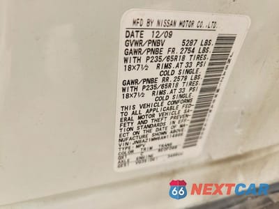 Zdjęcie 13 z 13 samochodu: 2010 NISSAN MURANO S VIN:JN8AZ1MW6AW114988 - miniatura