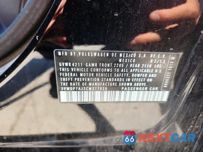 Zdjęcie 12 z 12 samochodu: 2012 VOLKSWAGEN JETTA SE VIN:3VWDP7AJ3CM377028 - miniatura