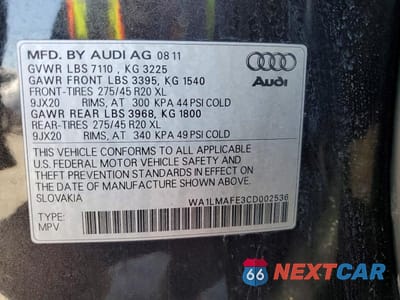 Zdjęcie 13 z 13 samochodu: 2012 AUDI Q7 PREMIUM PLUS VIN:WA1LMAFE3CD002536 - miniatura
