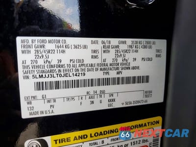 Zdjęcie 14 z 14 samochodu: 2018 LINCOLN NAVIGATOR L RESERVE VIN:5LMJJ3LT0JEL14219 - miniatura