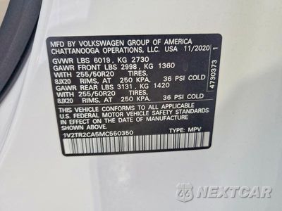 Zdjęcie 14 z 14 samochodu: 2021 VOLKSWAGEN ATLAS VIN:1V2TR2CA5MC550350 - miniatura