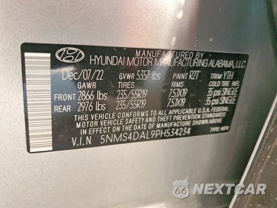 Zdjęcie 13 z 13 samochodu: 2023 HYUNDAI SANTA FE LIMITED VIN:5NMS4DAL9PH534234 - miniatura