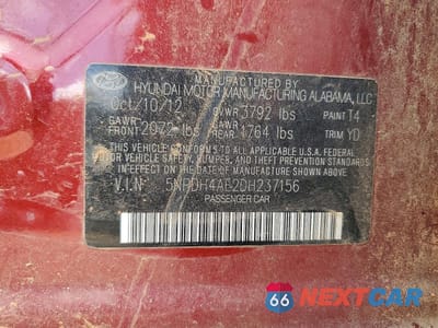 Zdjęcie 12 z 12 samochodu: 2013 HYUNDAI ELANTRA LIMITED VIN:5NPDH4AE2DH237156 - miniatura