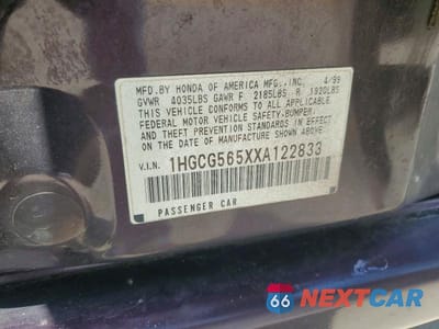 Zdjęcie 12 z 12 samochodu: 1999 HONDA ACCORD EX VIN:1HGCG565XXA122833 - miniatura