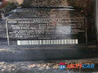 Zdjęcie 12 z 12 samochodu: 2013 HYUNDAI SONATA GLS VIN:5NPEB4AC6DH520776 - miniatura