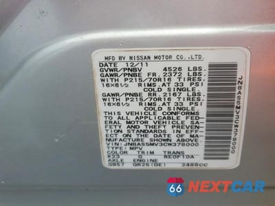 Zdjęcie 13 z 13 samochodu: 2012 NISSAN ROGUE S VIN:JN8AS5MV3CW378000 - miniatura