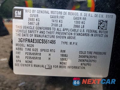 Zdjęcie 14 z 14 samochodu: 2012 CADILLAC SRX LUXURY COLLECTION VIN:3GYFNAE30CS561486 - miniatura