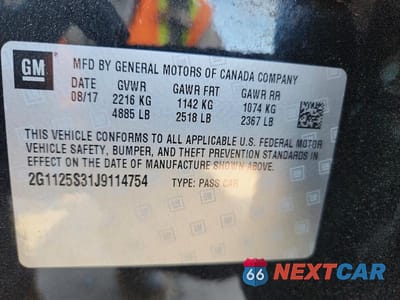 Zdjęcie 13 z 13 samochodu: 2018 CHEVROLET IMPALA PREMIER VIN:2G1125S31J9114754 - miniatura