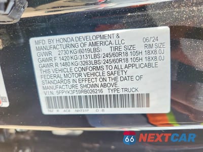 Zdjęcie 12 z 12 samochodu: 2024 HONDA RIDGELINE RTL VIN:5FPYK3F59RB026216 - miniatura