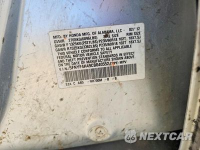 Zdjęcie 13 z 13 samochodu: 2012 HONDA PILOT EX VIN:5FNYF4H49CB040552 - miniatura