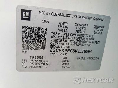 Zdjęcie 12 z 12 samochodu: 2019 CHEVROLET SILVERADO LD K1500 LT VIN:2GCVKPEC8K1178094 - miniatura