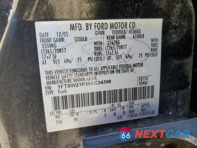 Zdjęcie 12 z 12 samochodu: 2006 FORD F250 SUPER DUTY VIN:1FTSW21P36EC34398 - miniatura