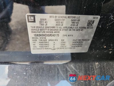 Zdjęcie 13 z 13 samochodu: 2016 CHEVROLET TAHOE K1500 VIN:1GNSKEKCXGR343175 - miniatura
