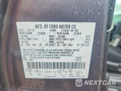 Zdjęcie 14 z 14 samochodu: 2010 FORD ESCAPE XLT VIN:1FMCU0D71AKC67089 - miniatura