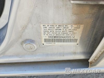 Zdjęcie 12 z 12 samochodu: 2004 HONDA ACCORD EX VIN:1HGCM66564A000514 - miniatura