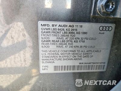 Zdjęcie 13 z 13 samochodu: 2019 AUDI Q7 PREMIUM VIN:WA1AHAF79KD018705 - miniatura