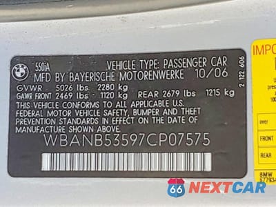 Zdjęcie 12 z 12 samochodu: 2007 BMW 550 I VIN:WBANB53597CP07575 - miniatura
