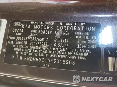 Zdjęcie 13 z 13 samochodu: 2015 KIA SEDONA LX VIN:KNDMB5C15F6018903 - miniatura